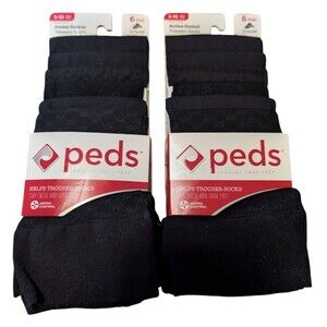 Peds Trouser Socks 6 Pair Pkg Womens Shoe Size 5-10 Black Aroma Control Set Of 2